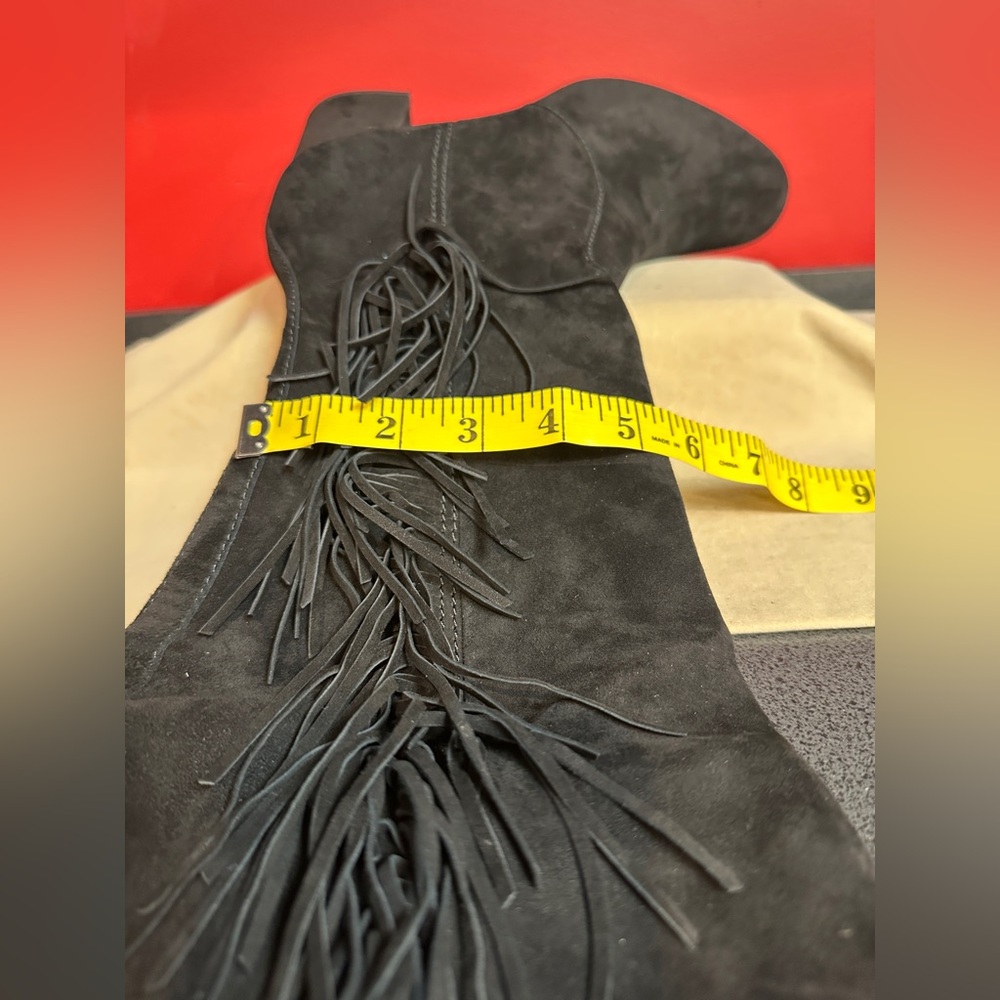 Frye Jodie Over The Knee Fringe Black Suede New with Tags & Box Women’s Sz 8.5M - Picture 14 of 16